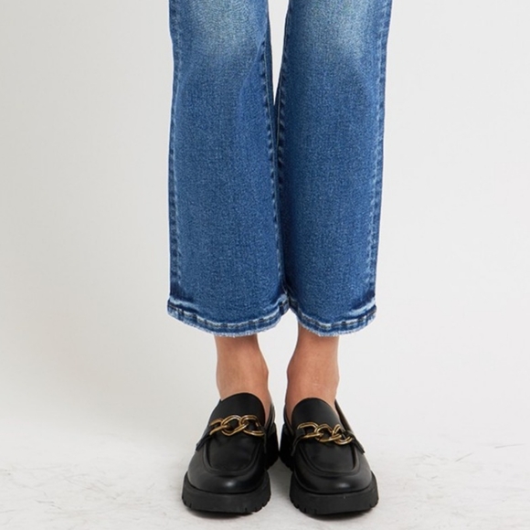 RISEN High-Rise Tummy Control Retro Jeans Distressed Bootcut Ankle Denim Pants - Picture 13 of 16